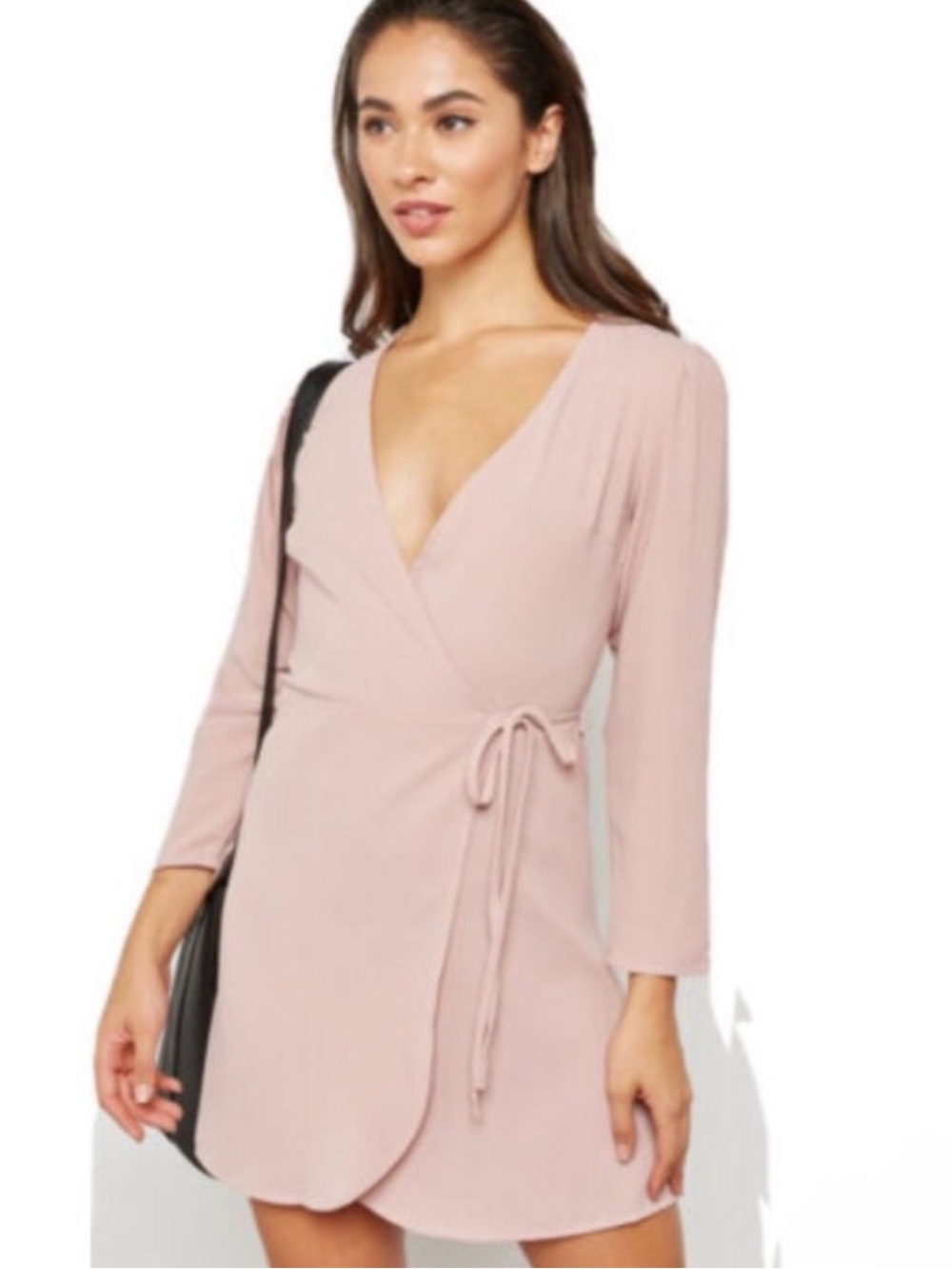 NEW! TOPSHOP Blush Pink Mini Wrap Dress - Elegant Minimal Silhouette size 4